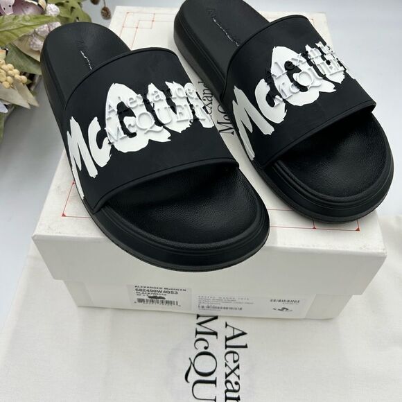 Menzel Alexander McQueen rubber graffiti pool slide size 42.5 made in Italy - Picture 2 of 9